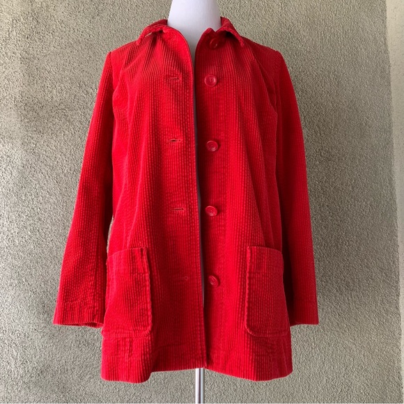 “J. Jill” Red Wide Wale Corduroy Car Coat Jacket size M - Picture 8 of 11
